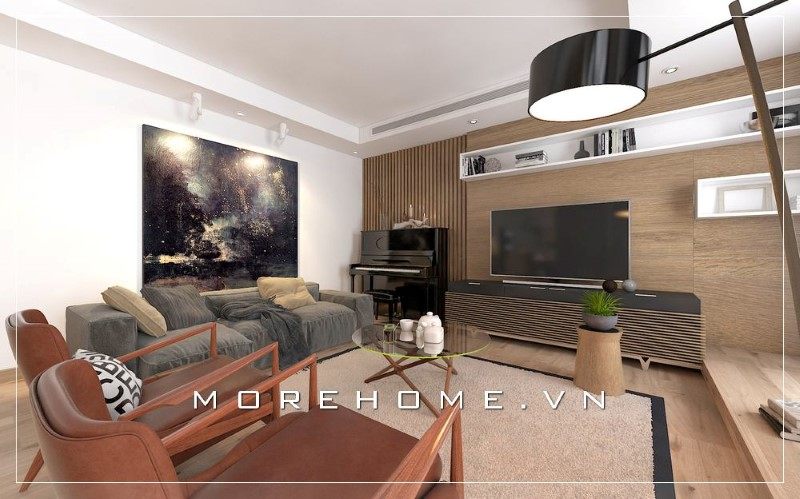 Thiết kế không gian phòng khách chung cư đẹp cuốn hút vạn người mê.