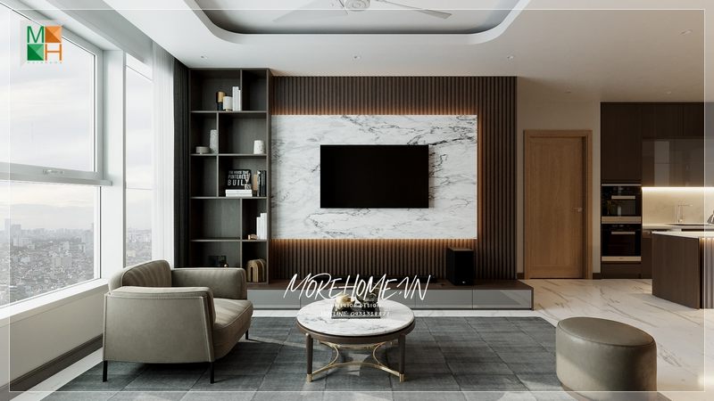 Đôn sofa tròn bọc da hiện đại tô điểm trang trí cho không gian.