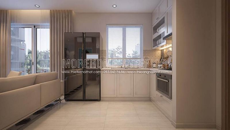 Thiết kế phòng bếp chung cư nhỏ với nội thất thông minh, tiết kiệm diện tích